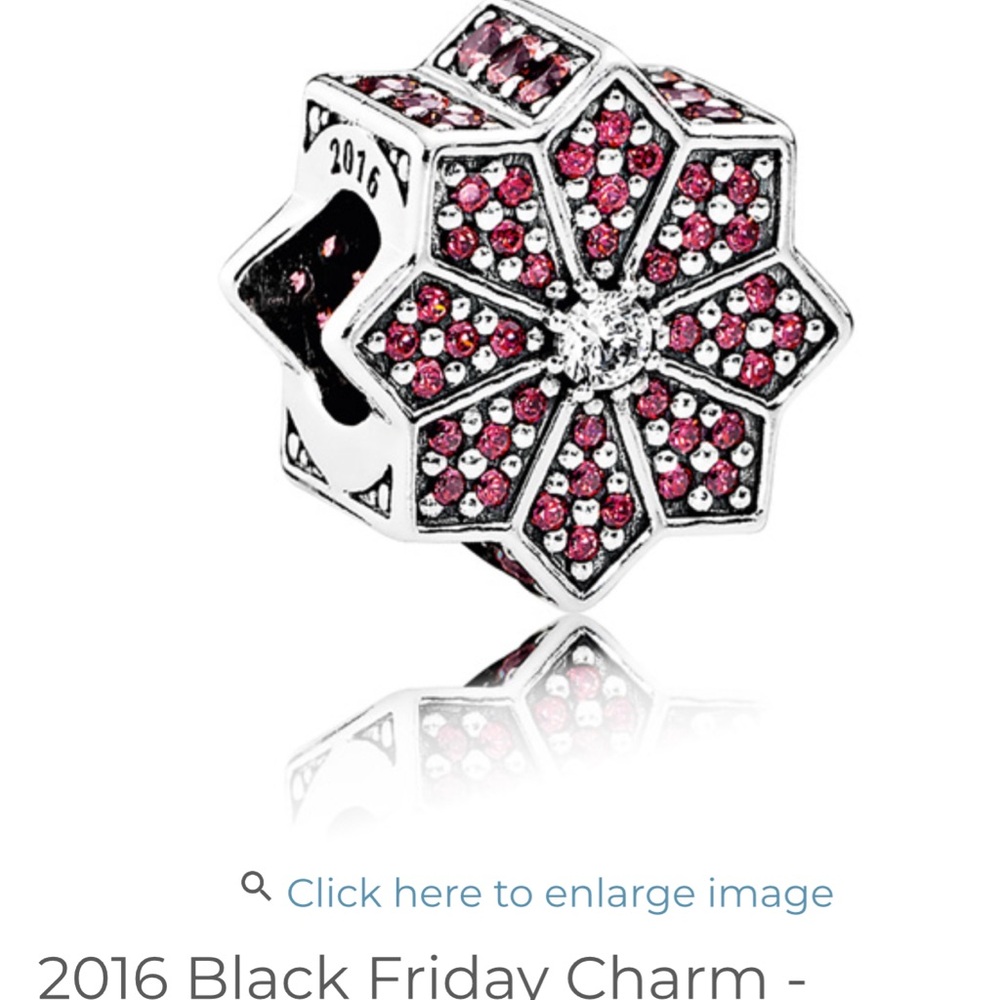 Retired‼️Pandora 2016 Black Friday Poinsettia Charm Red/Clear Zirconia‼️